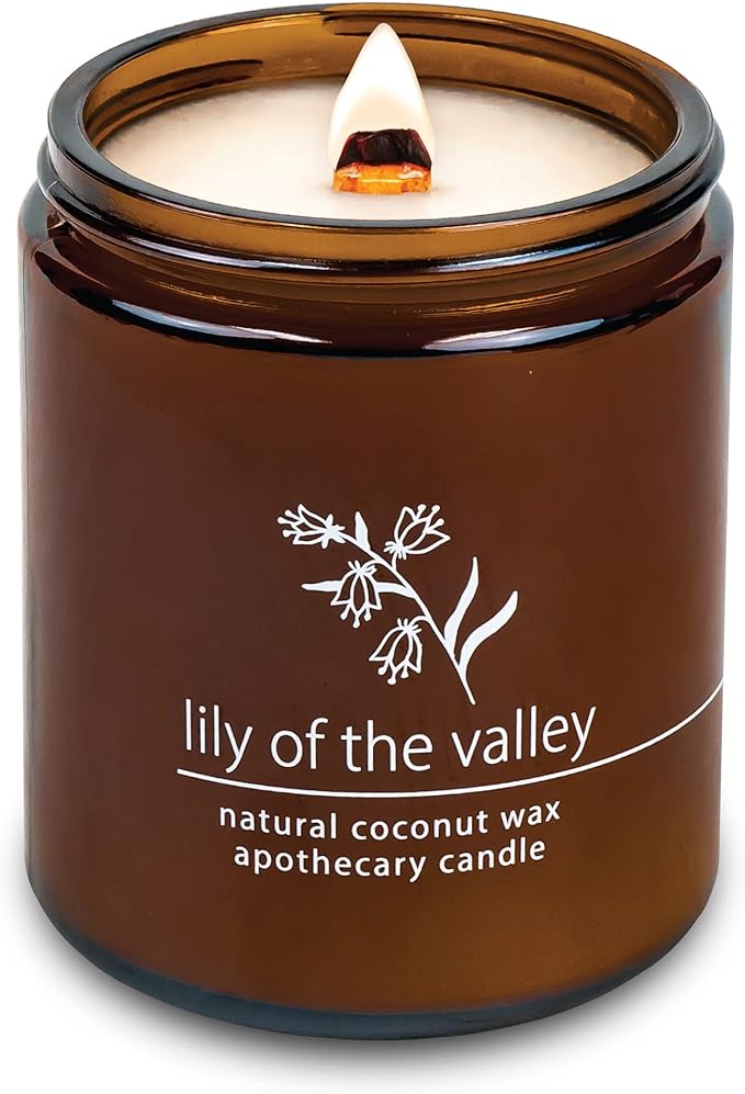 Hemlock Park Crackling Wood Wick Candle Handcrafted with Natural Coconut Wax (Standard 8 oz, Lily of The Valley) - Bloomnest