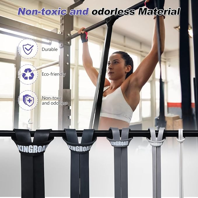 Resistance Band Pull Up Assistance Bands,Set of 5 Resistance Heavy Duty Exercise Stretch Fitness Bands for Stretching Power Lifting Workout Training with Instruction Guide - Bloomnest