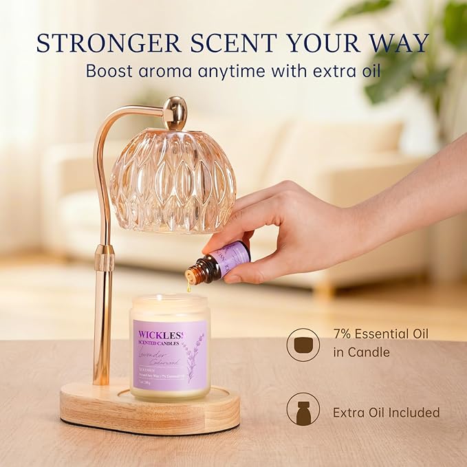 Lavender Cedarwood Wickless Candle for Candle Warmer Lamp with 10ml Essential Oil for Custom Aroma, Flameless Non-Toxic Soy Scented Candle for Home, Christmas Holiday or Birthday Gift for Women & Men - Bloomnest