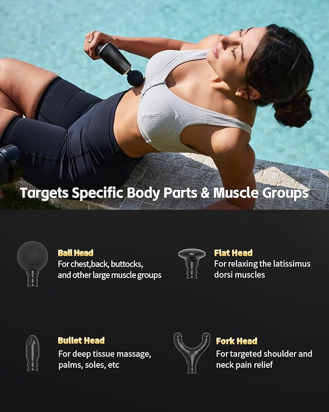2-in-1 Detachable Percussion Massage Gun with Extension Handle, Back Massager for Pain Relief Deep Tissue Muscle Massager for Arm Shoulder Lower Back Thigh Waist, Gifts for Women, FSA-HSA Eligible - Bloomnest