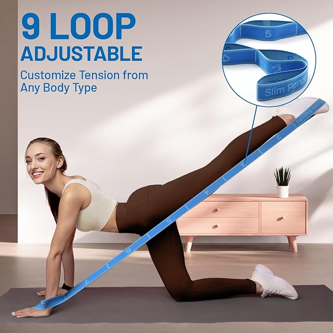Slim Panda Stretch Strap, Dance Stretch Bands Flexibility, Elastic Yoga Stretching Strap with 9 Loops for Physical Therapy, Pilates, Yoga, Ballet, Gymnastics Stretching Bands for Exercise - Bloomnest