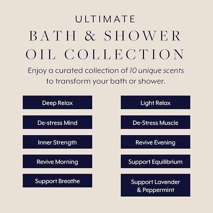 Aromatherapy Associates Essential Oil Blends – Luxury Body and Shower Oils for Dry Skin and Daily Aromatherapy, 10-Pack (0.30 fl oz Each) in Decorative Gift Box - Bloomnest