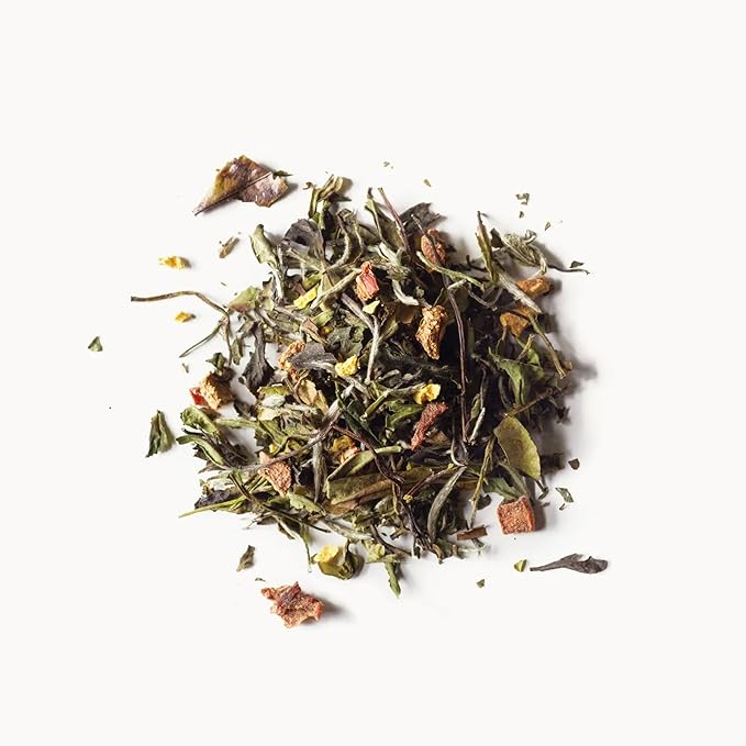 Rishi Tea Peach Blossom White Herbal Blend - Organic & Low Caffeine Loose Leaf Tea - 8.81 Ounces, 32+ Servings - Bloomnest