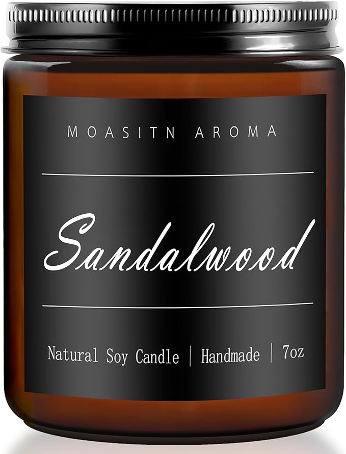 MOASITN Sandalwood Heavenly Scented Candles for Home| Natural Soy Aromatherapy Candle| Handmade Long Lasting Jar Candel| Gift for Women,Men| as Birthday,Housewarming,Thank You,Relaxing Gifts| 7oz - Bloomnest