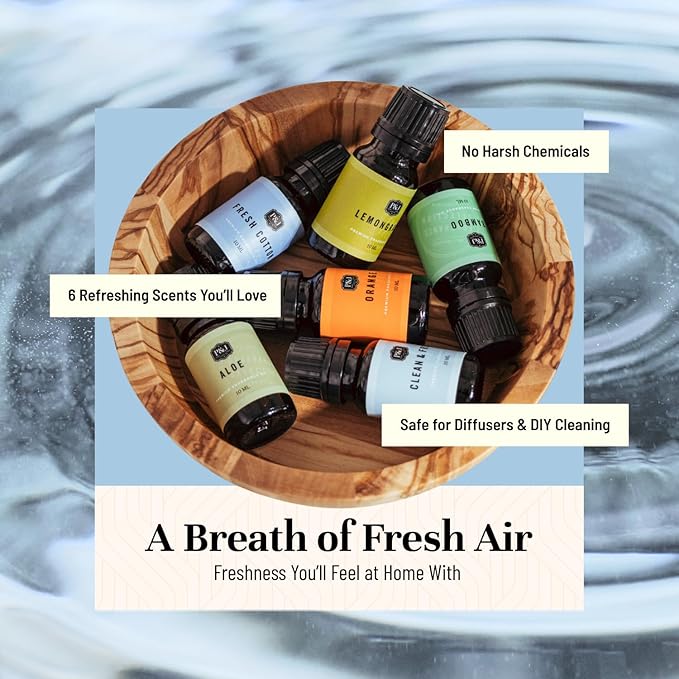 P&J Fragrance Oil Clean Home Set | Lemongrass, Fresh Cotton, Clean & Fresh, Aloe, Bamboo, Orange Candle Scents for Candle Making, Freshie Scent, Soap Making Supplies, Diffuser Oil Scents - Bloomnest