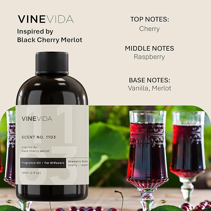 VINEVIDA [16 Fl Oz] Scent NO. 1103 Fragrance Oil for Cold Air Diffusers, Aromatic Notes of Cherry Raspberry Vanila, Essential Oils for Diffuser Oil Refill & Air Freshener Room Spray - Bloomnest