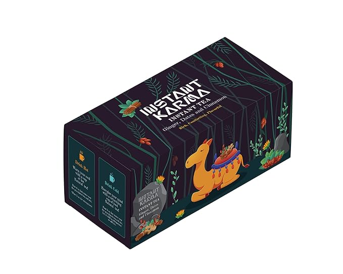Instant Karma Tea | Dates, Ginger & Cinnamon Instant Tea | All-Natural, Caffeine-Free, No Added Sugar | Warm & Comforting | 20 Sachets (Dates, Ginger, and Cinnamon) - Bloomnest