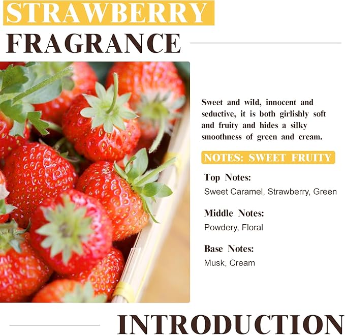 EUQEE 2.02 Fl oz Strawberry Fragrance Oil, Premium Strawberry Essential Oil with Glass Dropper for Diffuser, DIY Soap, Candle Making - 60ML - Bloomnest
