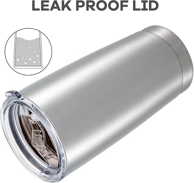 20 oz Tumbler with Lid Stainless Steel Insulated Tumblers Bulk Double Wall Vacuum Cups Powder Coated Travel Mug Keep Drinks Cold and Hot, Stainless Steel, 12 Pack