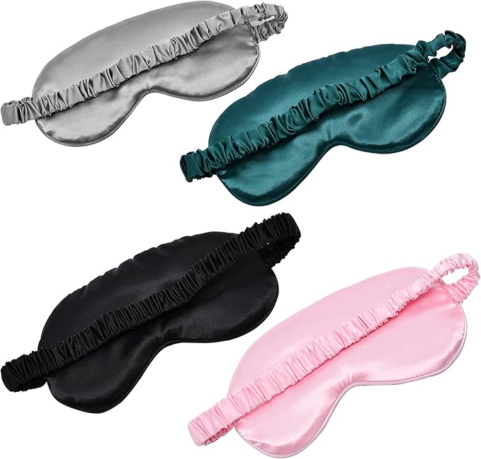 Sleep Mask 4 Pack Silk Eye Cover Soft Satin Blindfold Elastic Strap Night Eyeshade Travel Nap for Women Men - Bloomnest