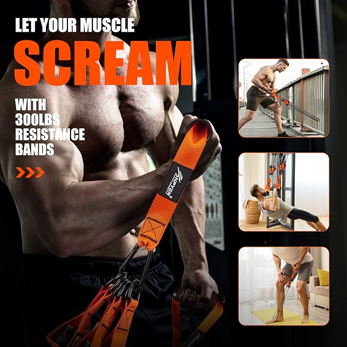 HPYGN Heavy Resistance Bands, 300LBS Exercise Bands for Working Out, Fitness Bands with Handles, Workout Bands for Men, Weight Bands Set for Muscle Training, Strength, Slim, Yoga, Home Gym Equipment - Bloomnest