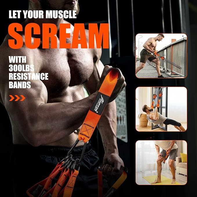 HPYGN Heavy Resistance Bands, 300LBS Exercise Bands for Working Out, Fitness Bands with Handles, Workout Bands for Men, Weight Bands Set for Muscle Training, Strength, Slim, Yoga, Home Gym Equipment - Bloomnest
