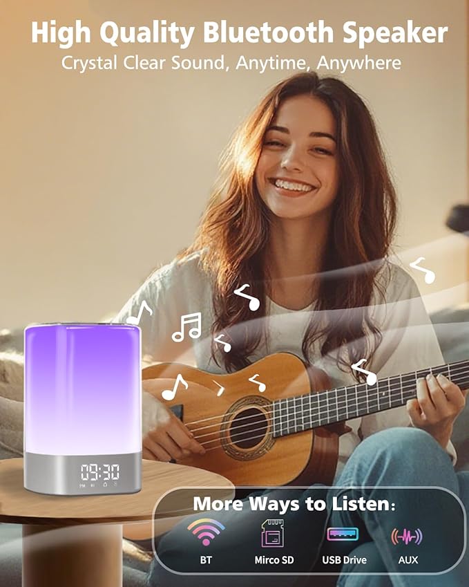 Sound Machine White Noise Machine with 32 Soothing Sounds, Bluetooth Speaker, Alarm Clocks for Bedrooms with Wake up Light, Night Light for Kids, App Control Birthday Gifts for Women, Teen Girls, Boys - Bloomnest