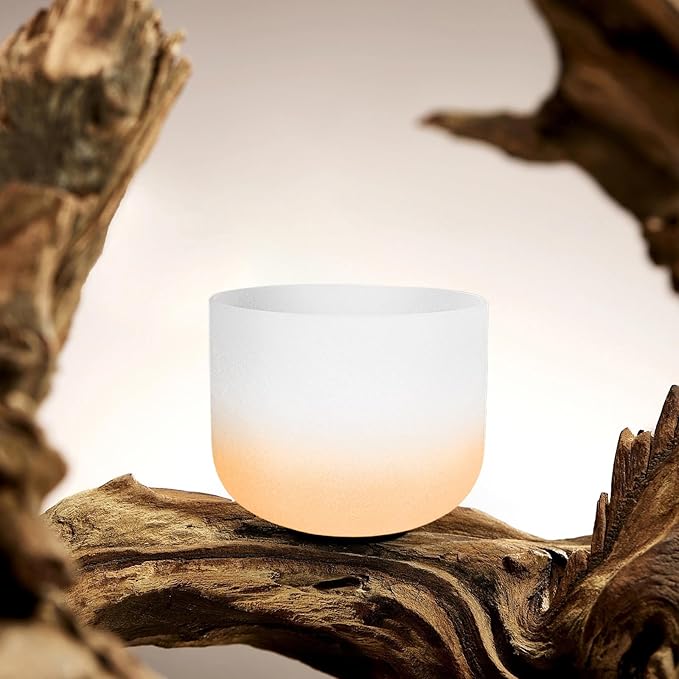 Leize Chakra Tuned 432hz Set of 7 Gradient Color Quartz Crystal Singing Bowls 6-12 inch with Heavy Duty Carrying Cases and Singing Bowl Mallets