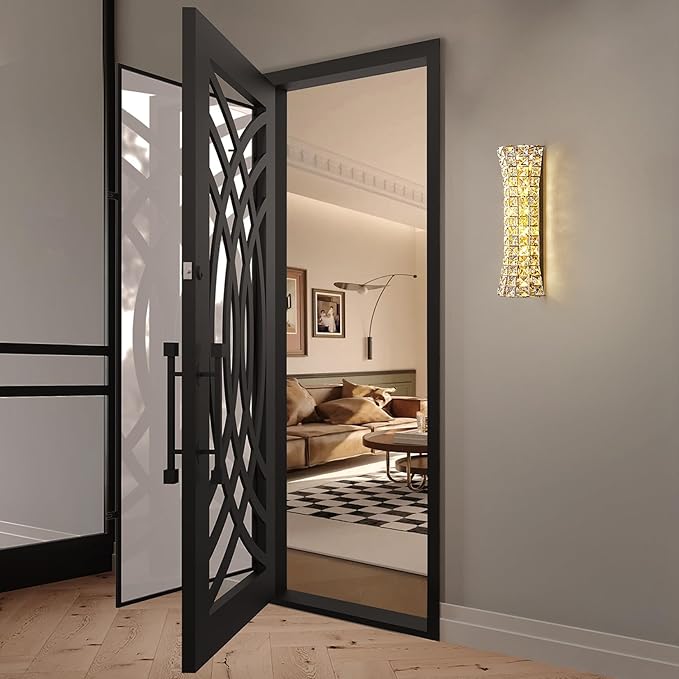 Crystal Wall Sconces,Modern Wall Light Fixtures,Luxury Indoor Gold Wall Lamp for Living Room Bedroom Bathroom Hallway Doorway Stairway,Bedside,Tricolor Vanity Lighting Fixture - Bloomnest