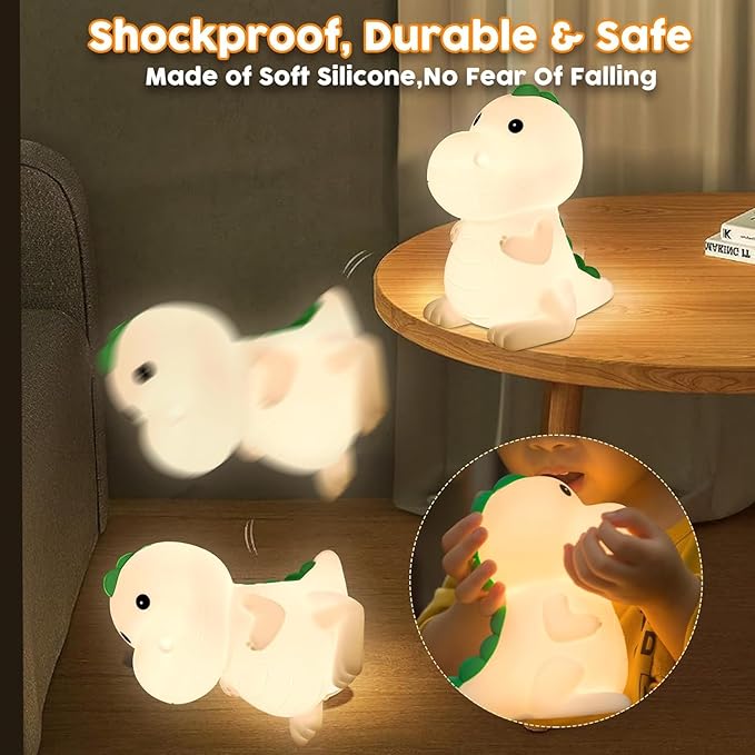 Kids Night Light Dinosaur Bedside Nursery Touch Lamp Dimmable with 7 Color Changing, Soft Squishy Silicone Cute Dino Night Lights Gifts for Kids Baby Room, Rechargeable for All-Night Use - Bloomnest