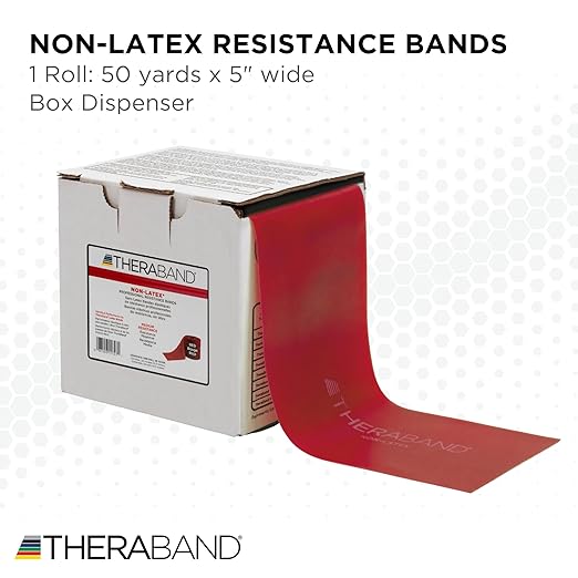 THERABAND Resistance Band, Red, Medium, 50-Yard Roll, Latex-Free, Elastic Band for Exercise, Physical Therapy, Yoga, Pilates, Stretching, Home Workouts, Cut-to-Length, Color-Coded Levels - Bloomnest