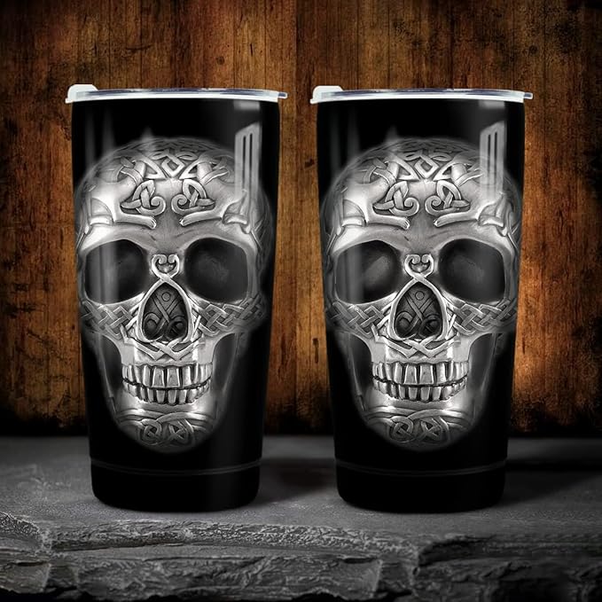 winorax Skull Tumbler 20oz Stainless Steel Travel Cup Coffee Mug Inspirational Skull Gifts for Men Women Skulls Lover Birthday Halloween Birthday Presents - Bloomnest