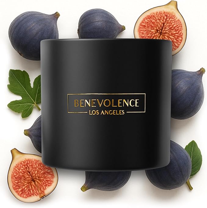 Benevolence LA 3 Wick Candle, Fig Tree Large Christmas Scented Candles | Soy Candles | Holiday Candle Gifts for Women and Men | Home Fragrance | Aromatherapy | Bathroom Freshener 14.5 Oz, 45 Hour Burn - Bloomnest