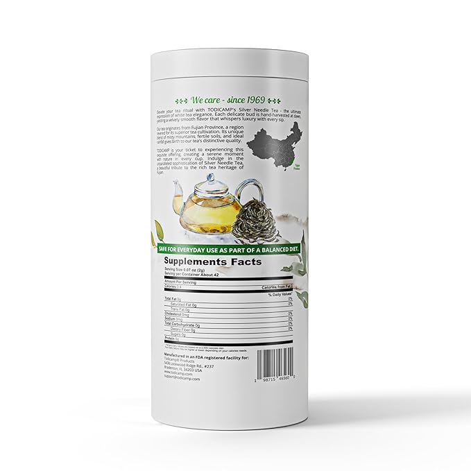 TODICAMP Premium Silver Needle Tea - 3 oz of Premium White Tea Loose Leaf - Bloomnest