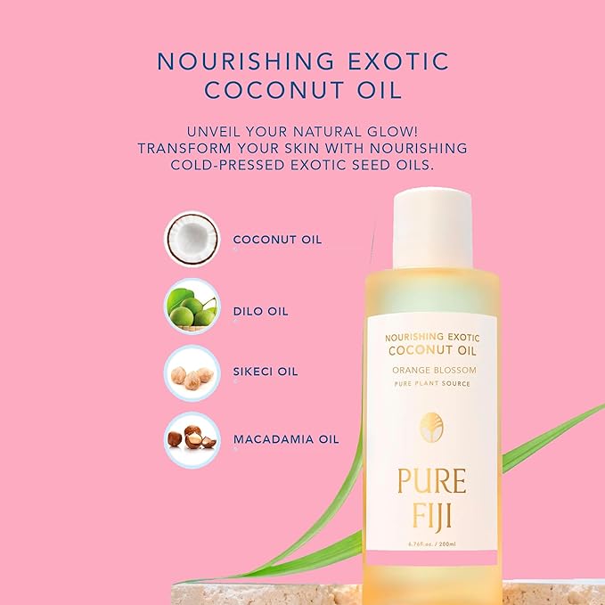 PURE FIJI Nourishing Exotic Coconut Body Oil, Orange Blossom (7.7 fl oz/230ml)