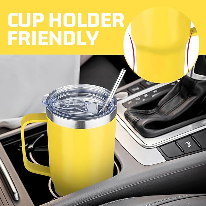 20 oz Tumbler with Handle Stainless Steel Insulated Coffee Mug Tumbler with Lid and Straw Double Wall Vacuum Insulated Coffee Mug Leak Proof Travel Mug Tumbler for Hot and Cold Drink (Mix Color-4)