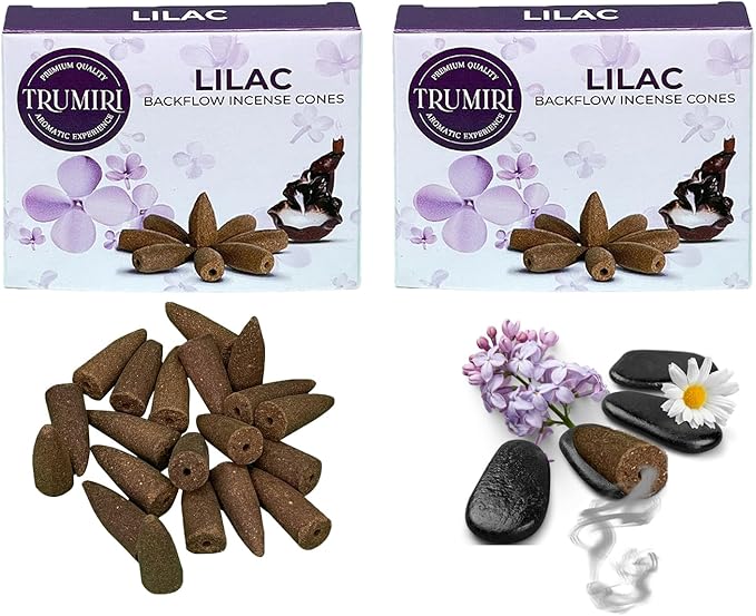 Lilac Backflow Incense Cones - Total 60 Incense Cones Waterfall - Six Packs of 10 Incense Backflow Cones - Waterfall Inscent Cones - Incense Waterfall Cones