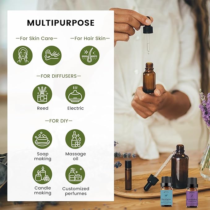yethious Lavender Eucalyptus Essential Oil Organic Pure Plant Lavender Oil Essential Oil for Diffuser, Skin, Hair Care - Bloomnest