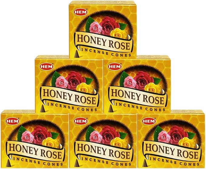 TRUMIRI Incense Cone Holder Bundle with Hem Honey Rose Incense Cones - Pack of 6 (Approx 60 Cones) TRUMIRI