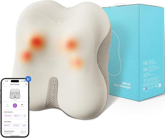 arboleaf Back Massager for Pain Relief Deep Tissue, Bluetooth App Control, Shiatsu Neck Shoulder Massager with Heat, Cordless Portable for Chair Car Office Home - Bloomnest