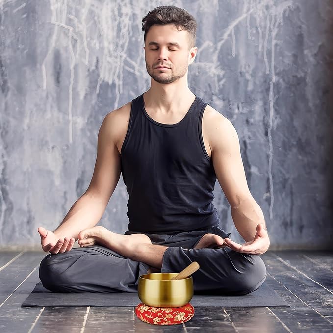 Tibetan Singing Bowl Set - 4 Inch Sound Bowls with Wooden Mallet and Cushion, Mini Meditation Bowl for Yoga, Mindfulness, Chakra Healing, Stress Relief, Bath Relaxation - Bloomnest