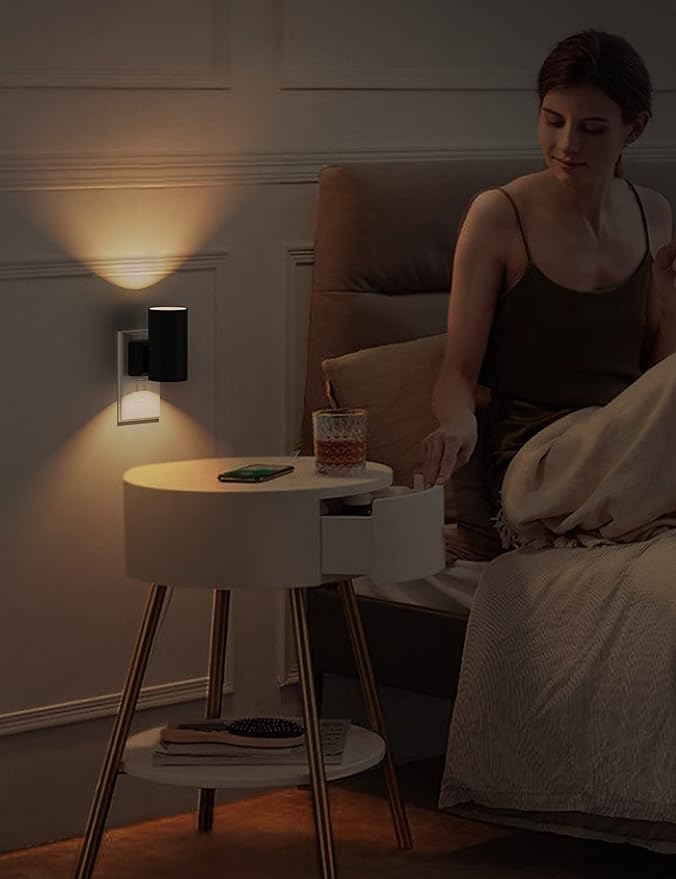 L LOHAS LED Night Light Plug in, Modern Night Lights Plug into Wall, Dusk to Dawn Sensor, Soft White 3000K, 0-100LM Adjustable Brightness, Dimmable Night Lights for Hallway Bedroom Stairway, 2 Pack - Bloomnest