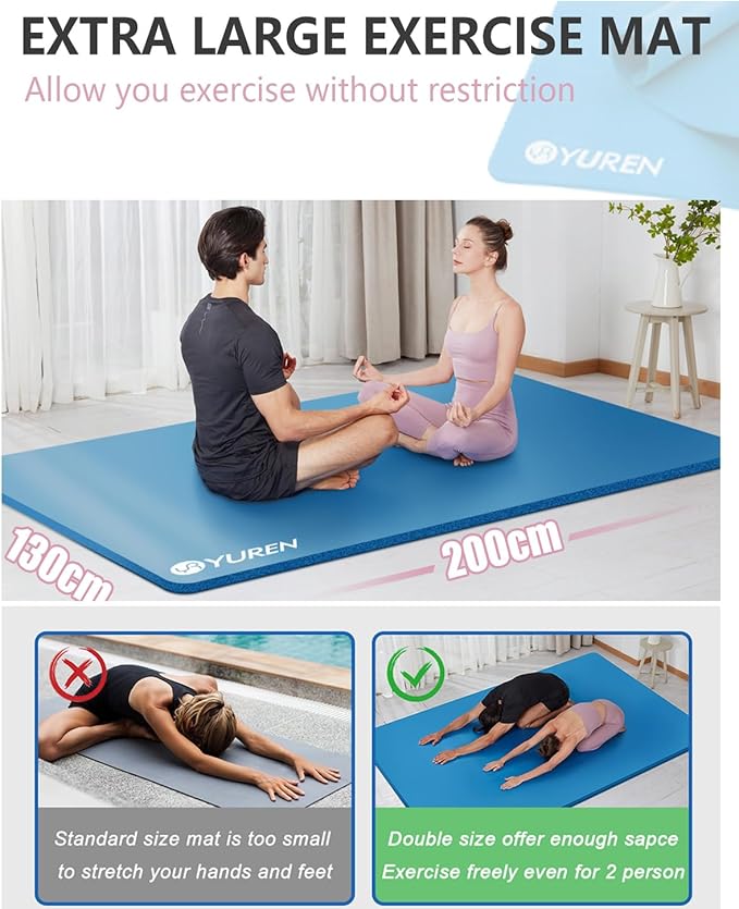 Large Yoga Mat 78"x 51" 20mm/15mm/10mm Thick Workout Mats for Home Gym, Extra Wide Workout for Women Men Gym Flooring Exercises - Bloomnest