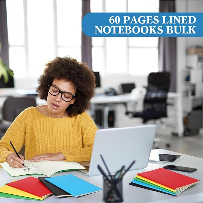 Mimorou 100 Pcs Journals Notebooks Bulk - Kraft Softcover A5 Small Notebooks 5.5 Inch x 8.3 Inch Notepads with 60 Page 30 Sheet for Writing Sketch Travel Office Supplies(Multicolor,Lined) - Bloomnest