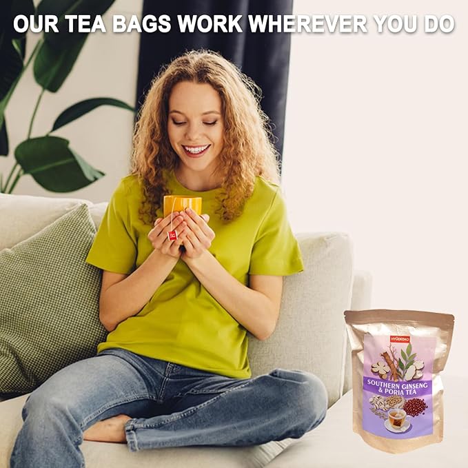 20 Bags Southern Ginseng Poria Tea, Caffeine-Free Natural Ingredients Herbal Tea Bags, Supports Brain, Skin and Sleep, No Additives, Daily Enjoyment Tea for Men & Women - Bloomnest