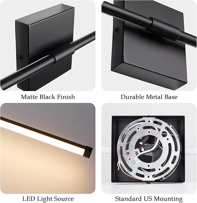 LED Wall Sconces with Remote Control, 5 Colors 3000K-6500K & Dimmable, Hardwire Wall Light with Timer & Night Light, LED Black Wall Lamps for Living Room, Bedroom, 27.55 Inch - Bloomnest