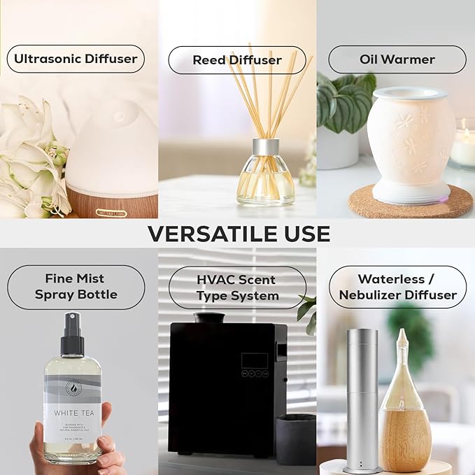 Aroma Country White Tea Diffuser Oil - Luxury Essential Oils for Diffuser Refill & Air Freshener Room Spray, Long-Lasting, Natural Home Fragrance and Hotel Scent for Diffusers & Machines (8.5 Fl Oz) AromaCountry