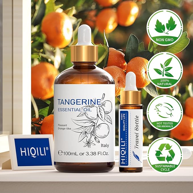HIQILI 100ML Tangerine Essential Oil, Skin Care, Hair Care, Air Purification, Can be Added to Body Lotion, Shampoos, Diffusers Use - 3.38 Fl Oz - Bloomnest