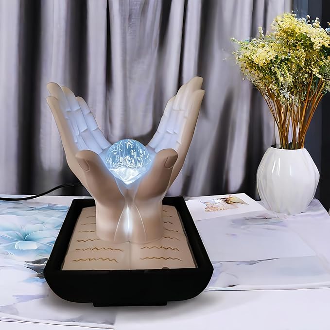 Indoor Water Fountain, Small Water Fountain Indoor, Indoor Water Feature with Desk Waterfall, Zen Table Top Fountains for Home Office Desk Decor, Mini Tabletop Fountains(White) - Bloomnest