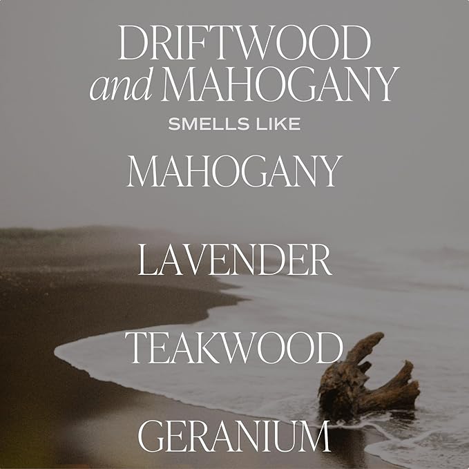 Sweet Water Decor Driftwood & Mahogany Candle, Large 15oz Jar, Non-Toxic Soy Wax Blend Scented with Lavender, Teakwood & Geranium, Woodsy Candle, Long-Lasting 70+ Hour Burn - Bloomnest