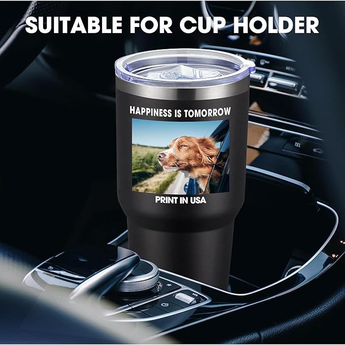 Personalized Custom Tumbler Print in USA 30oz Stainless Steel Coffee Cup with Lid & Straw Double Wall Insulated Tumbler with Colorful Text Logo Photo - Bloomnest