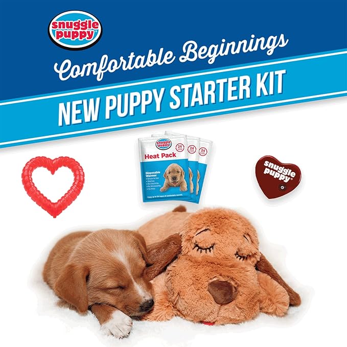 Original Snuggle Puppy Essentials Starter Kit - Heartbeat Puppy for Dogs - Calming Aid with 3 Heat Packs, Puppy Teething Toy, Dog Chew Toy and Dog Blanket - Bloomnest