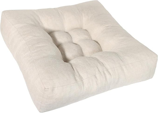 Beige Square Floor Pillow Meditation Cushions, Large Floor Sitting 22"x22"x4.6", Tufted Cushions for Yoga Living Room Tatami Home Decor 1 Pack - Bloomnest