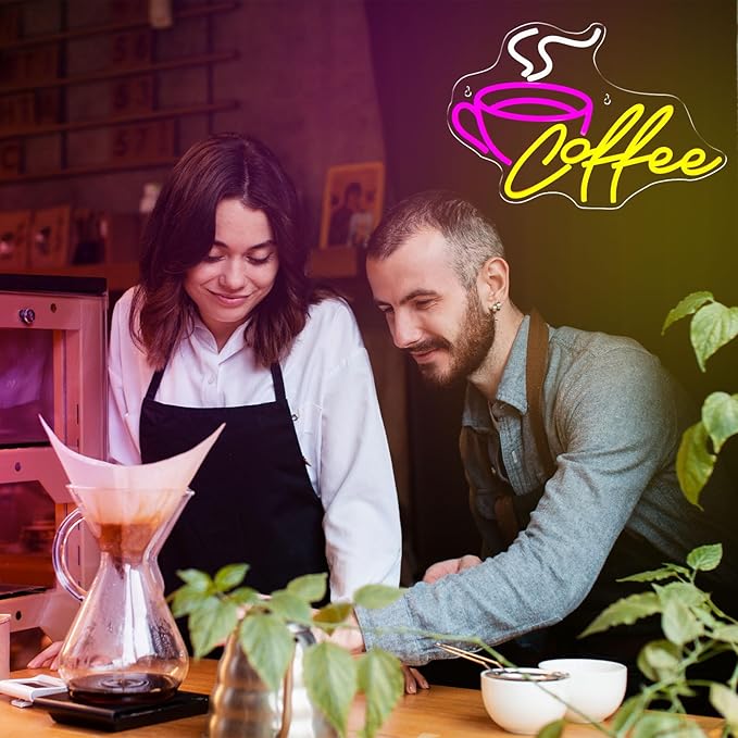 Coffee Bar Neon Sign for Wall Decor LED Cafe Light up Sign for Cafe Coffee Station Bar Shop Business Kitchen Art Decor Party Decorations Gifts USB Powered - Bloomnest