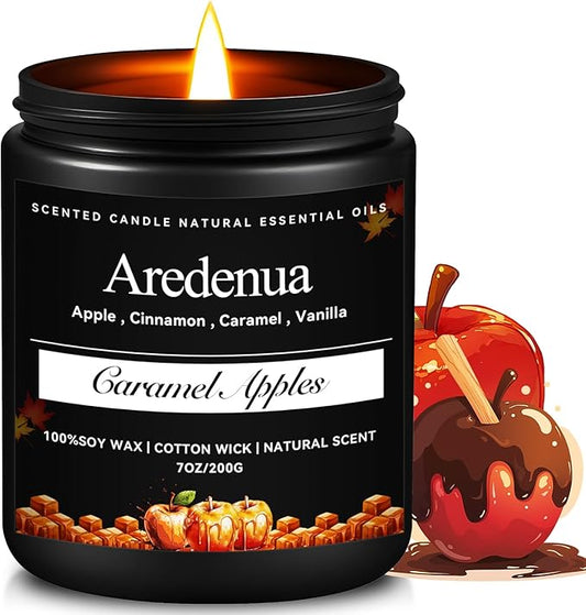 Caramel Apple Candle | Fall Candle - Apple Scented Candles for Autumn, 7oz Autumn Soy Candles for Home Scented with 50hr Burn Time, Cozy Harvest Thanksgiving Apple Scent, Fall Gifts for Women Men - Bloomnest