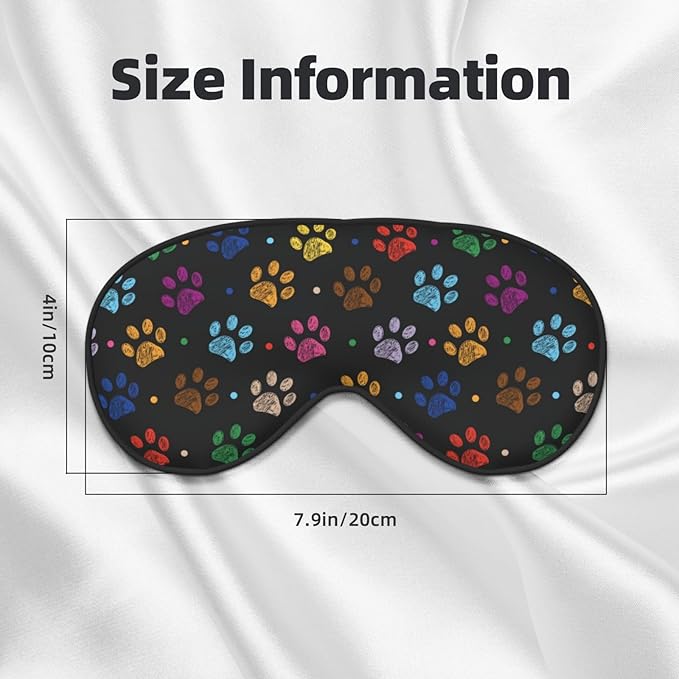 Sleep Eye Mask Colorful Paw Print Sleep Mask for Women Men Comfortable Eye Mask with Adjustable Strap Soft Eye Cover Blindfold for Travel Yoga Nap Shift Work - Bloomnest