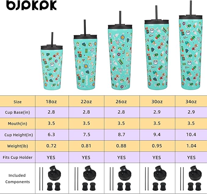 BJPKPK 34oz Stainless Steel Insulated Tumbler With lid And Straw Travel Coffee Thermal Tumblers Cup For Women And Men,Spring Party Green - Bloomnest