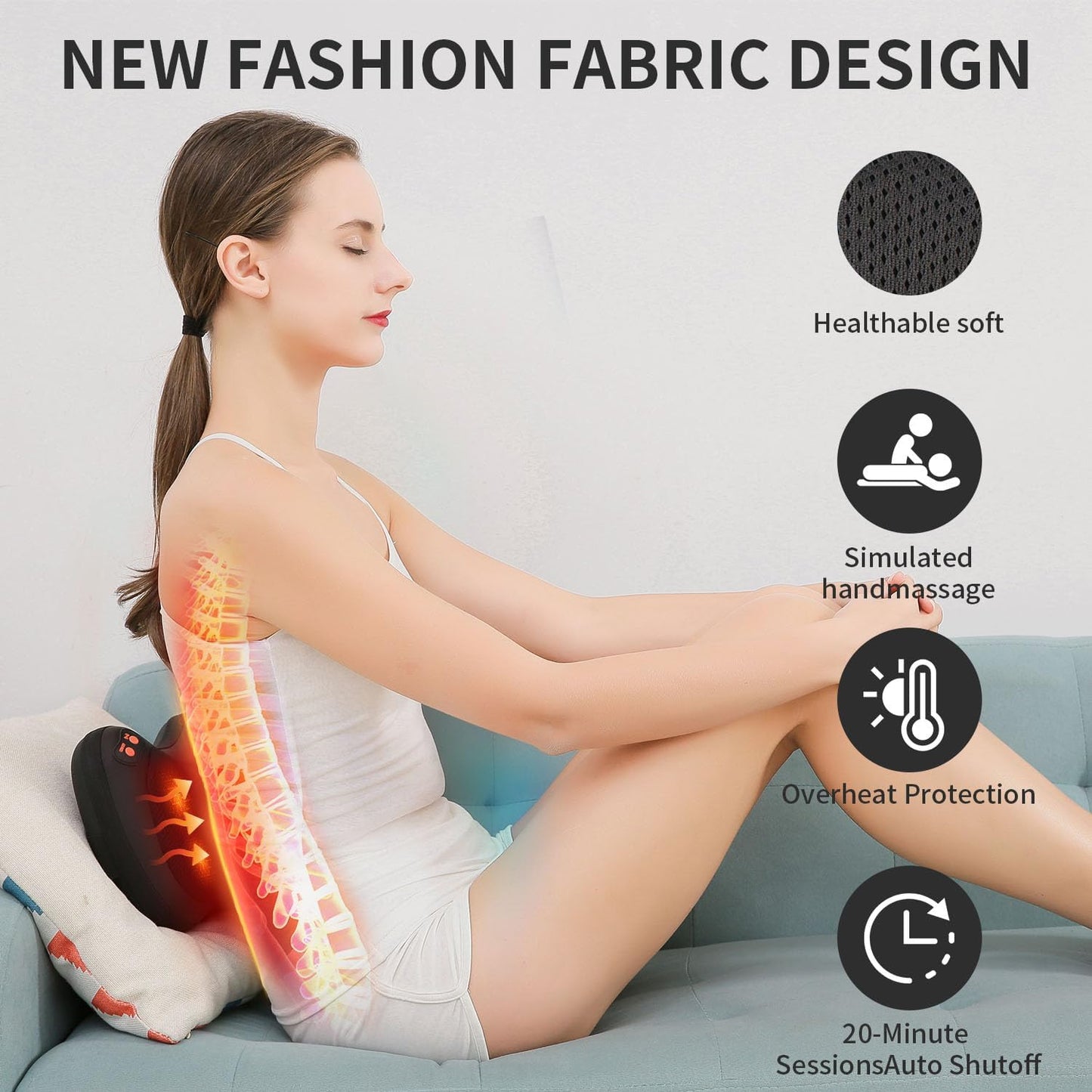 Back Massager, Shiatsu Neck Massager with Heat, Electric Back Massager for Shoulder, Back, Leg, Deep Tissue Kneading Massage to Relief Muscles, Massage Pillow for Mom/Dad/Women/Men
