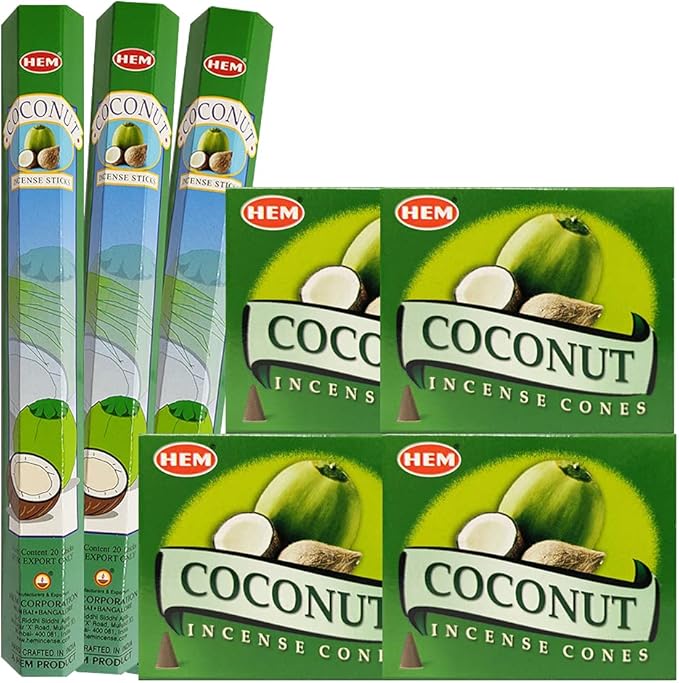 Coconut Incense sticks and cone incense holder variety pack bundle insence insense insienso TRUMIRI