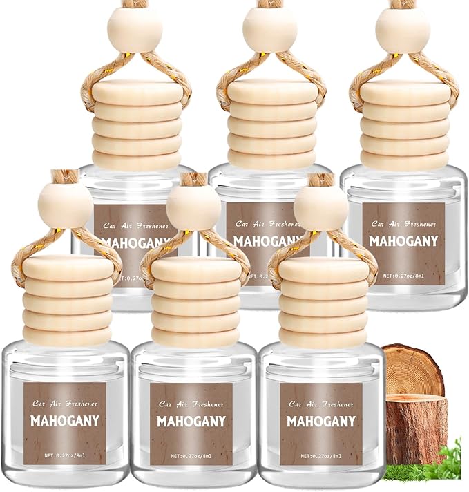 AROIC 6 Pack Car Air Freshener, Mahogany Premium Woody Car Air Freshener Diffuser Fragrance, Hanging Essential Oil Diffuser for Auto Interior Decor, Long Lasting Natural Scent Car Accessories Unisex - Bloomnest
